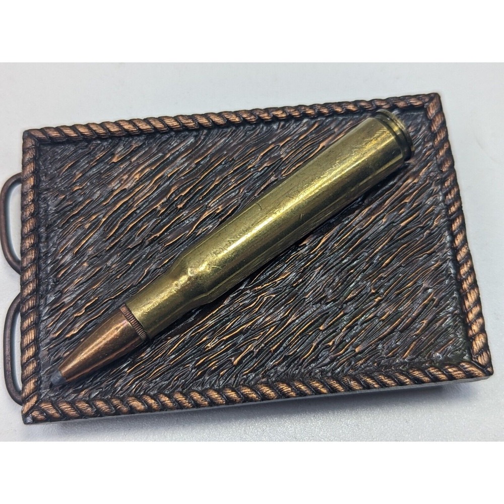 Vintage 1980 Bergamot Brass Works Bullet Belt Buckle Win-Ryan Marketing Bronze